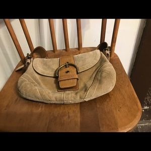 (Pending)  Coach Vintage Beige Suede Shoulder Purse